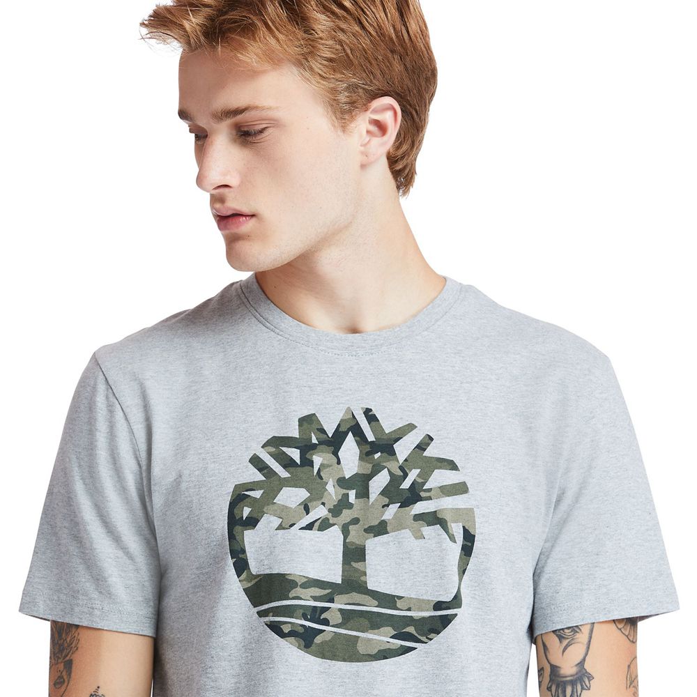 Timberland Μπλουζάκια Ανδρικα Γκρι - Kennebec River Tree-Logo - Greece 2739608-NR